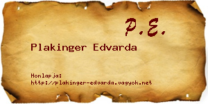Plakinger Edvarda névjegykártya